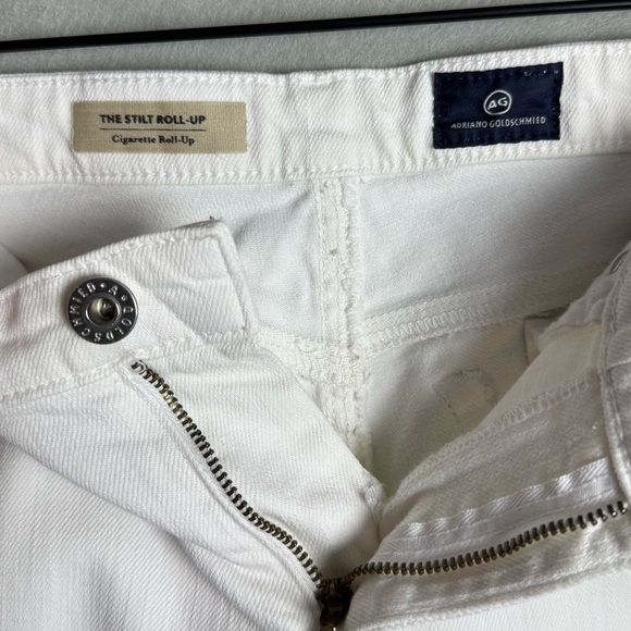 AG Adriano Goldschmied Women's White Jeans The Stilt Roll Up Cigarette Crop 28 - Picture 4 of 16